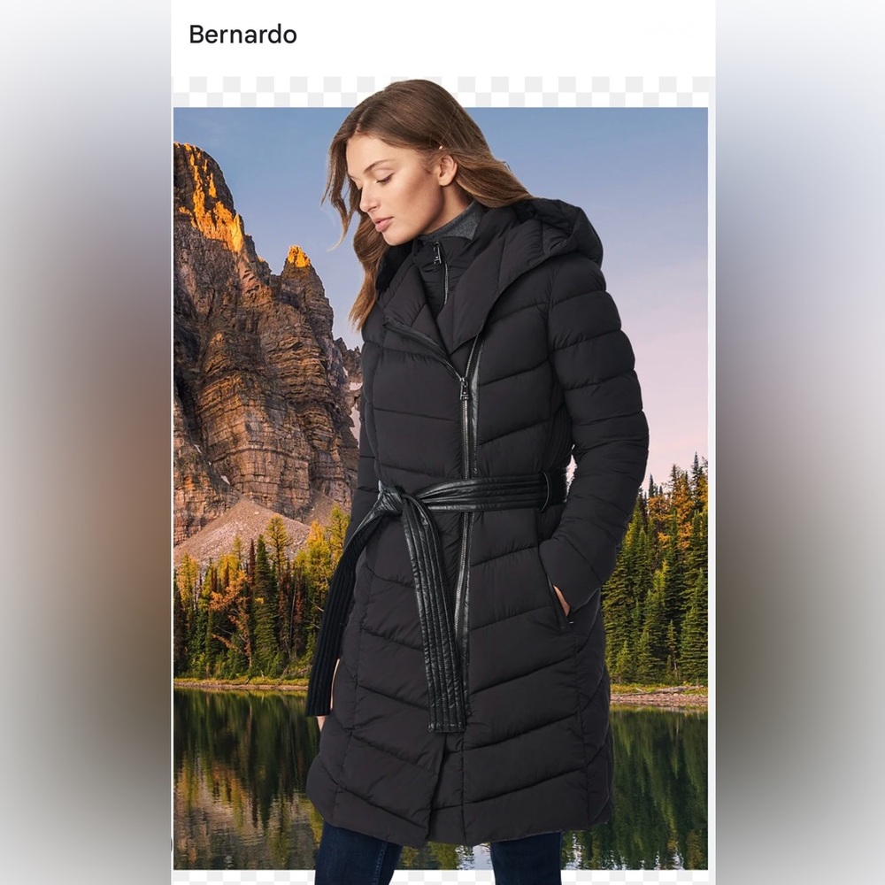 New Bernardo Black Belted Puffer Jacket